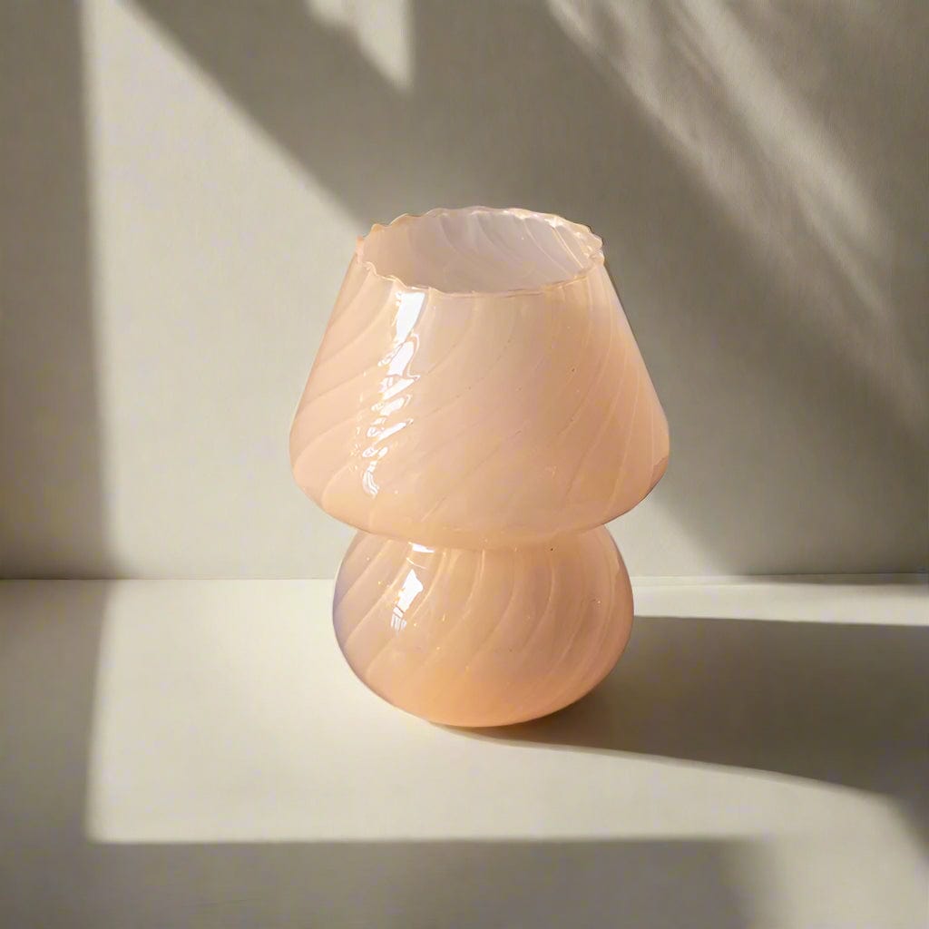 Coral Pink Mushroom Glass Vase