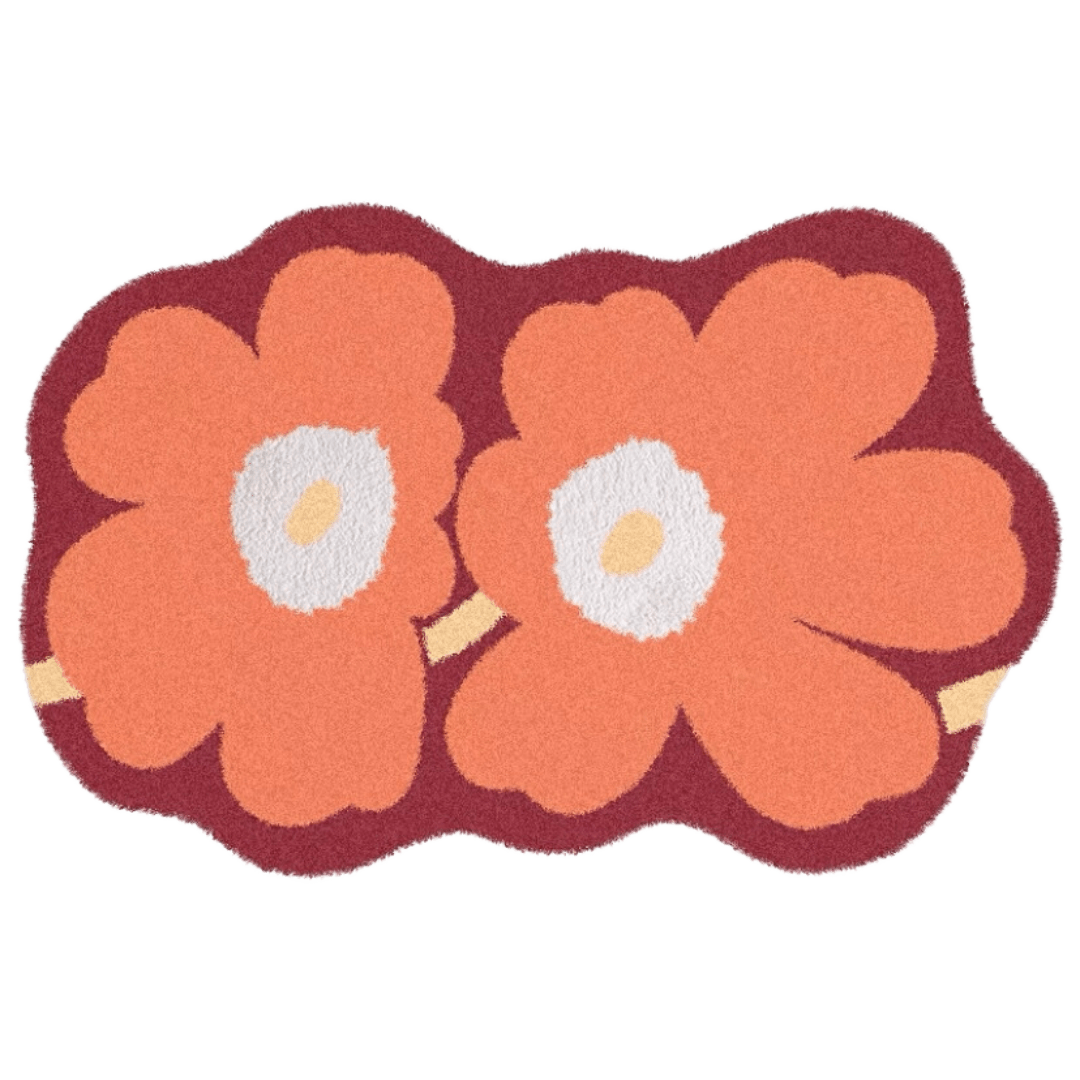 Orange Funky Flower Shaped Rug