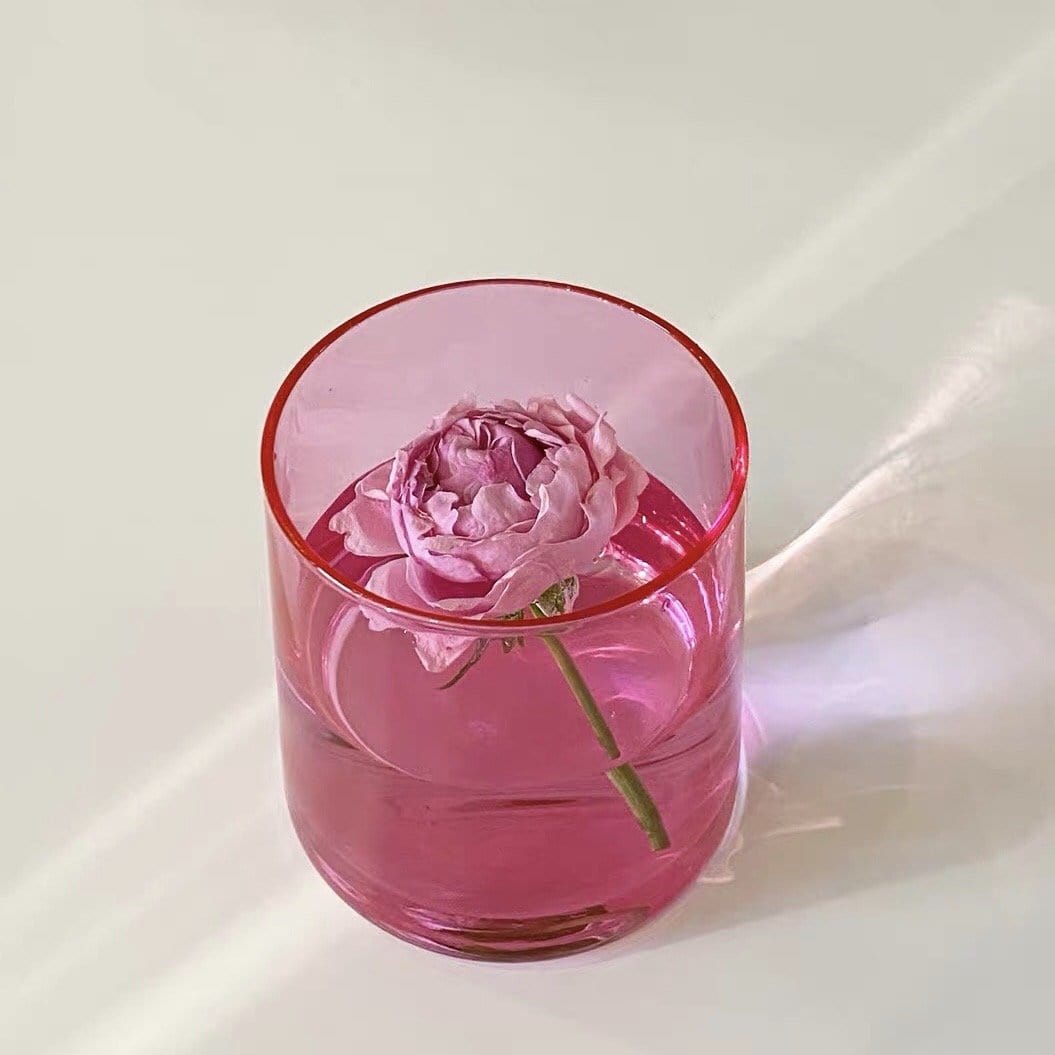 Transparent Pink Drink Glass