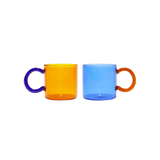 colored transparent glass mug