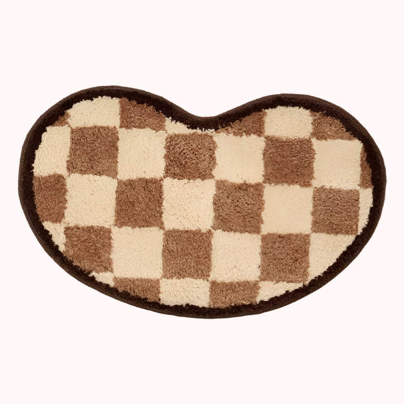 brown checkered bath mat rug