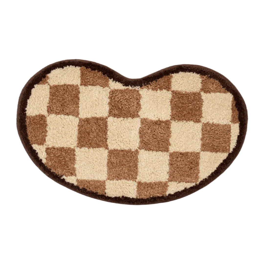 bean shaped checkered rug bath mat
