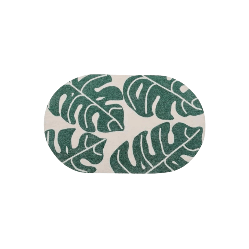 Monstera Leaf Pattern Bath Mat - Modern, Boho Chic Bath Mat Design - Green Bedroom Mat - HOMELIVY