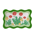 Load image into Gallery viewer, Green wavy floral bath mat rug
