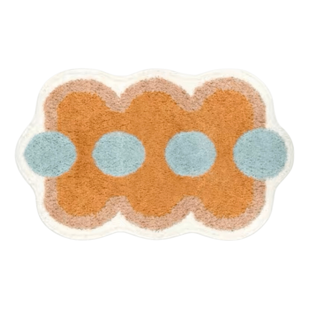 Orange Blue Funky Shaped Bath Mat