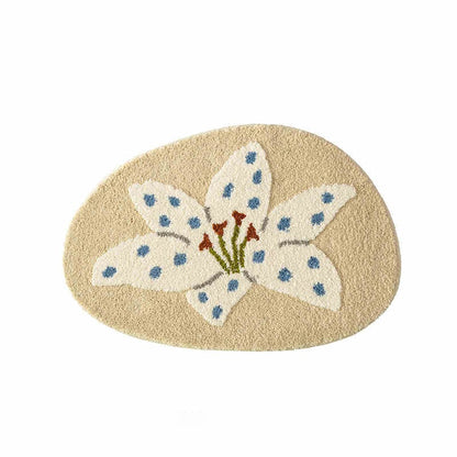 Beige Flower Bath Mat Rug