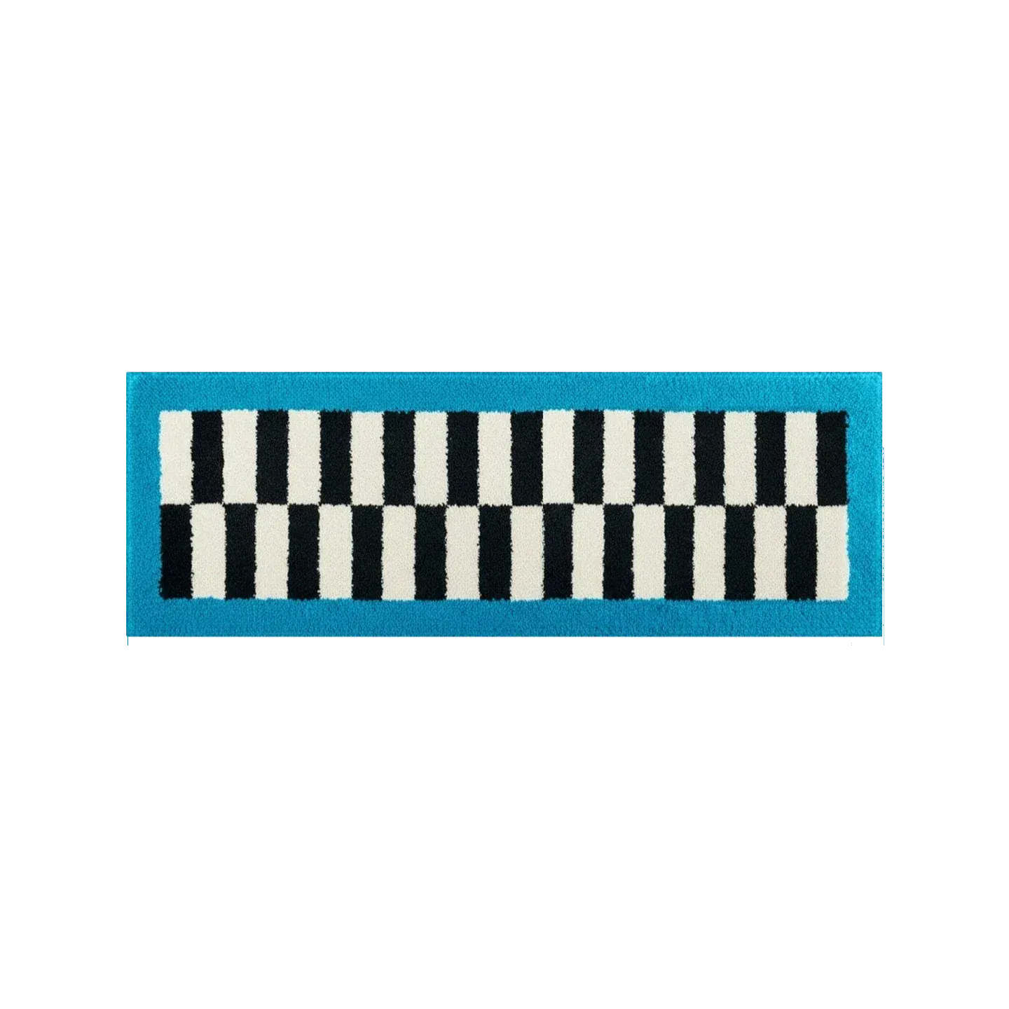 HOMELIVY blue and black checker runner rug with electric blue border, 60x180cm