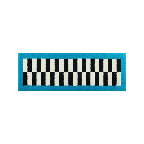 HOMELIVY blue and black checker runner rug with electric blue border, 60x180cm