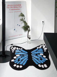 Blue Butterfly Shaped Bedroom Rug