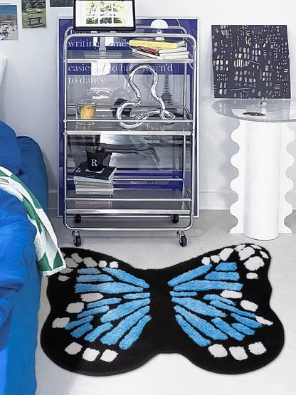 Blue Butterfly Shaped Bedroom Rug