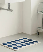 Load image into Gallery viewer, Blue White Checkered Bath Mat 3
