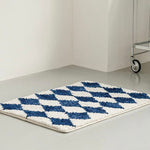 Load image into Gallery viewer, Blue White Checkered Bath Mat
