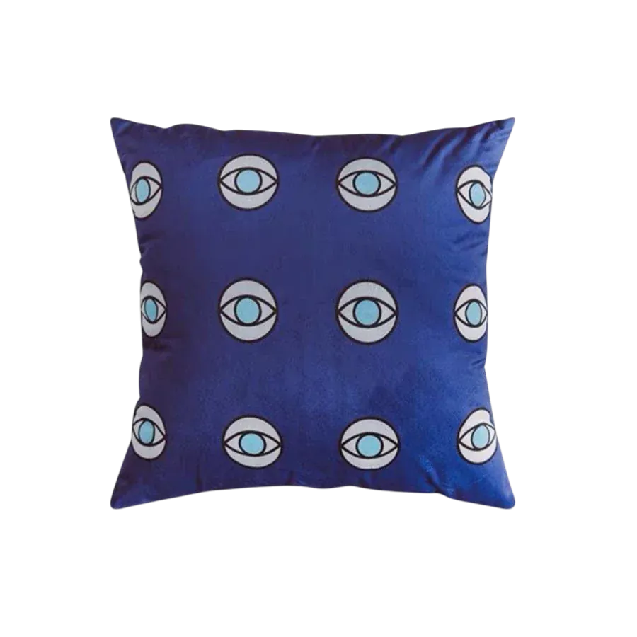 repeat eye pattern blue throw pillow cover