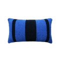 HOMELIVY blue and black striped bouclé lumbar pillow. Textured fabric adds comfort and style.