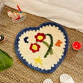 Blue Floral Heart Shaped Bath Mat Rug
