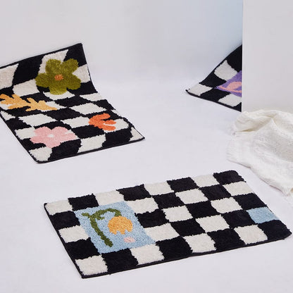 Checkerboard Bath Mat Rug