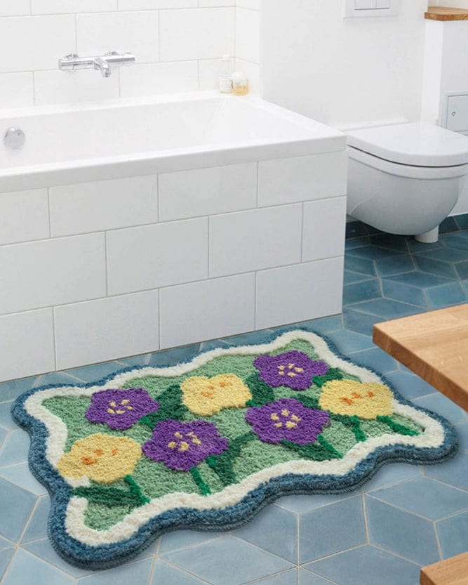 Cute Floral Wavy Bathmat Rug