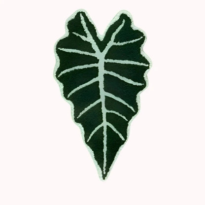 Green Alocasia Plant Leaf Shaped Rug