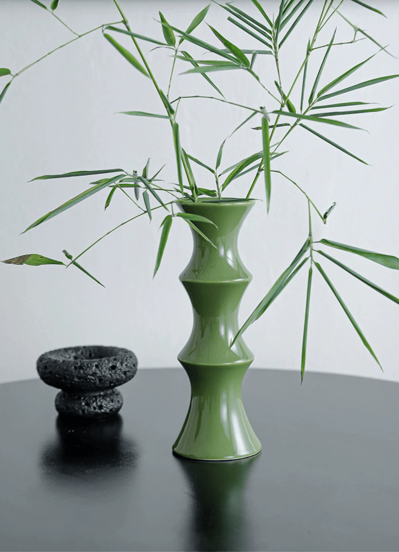 Green Bamboo Decorative Vase