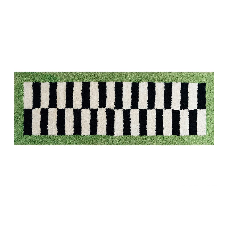 Funky Green Checkered Runner Rug