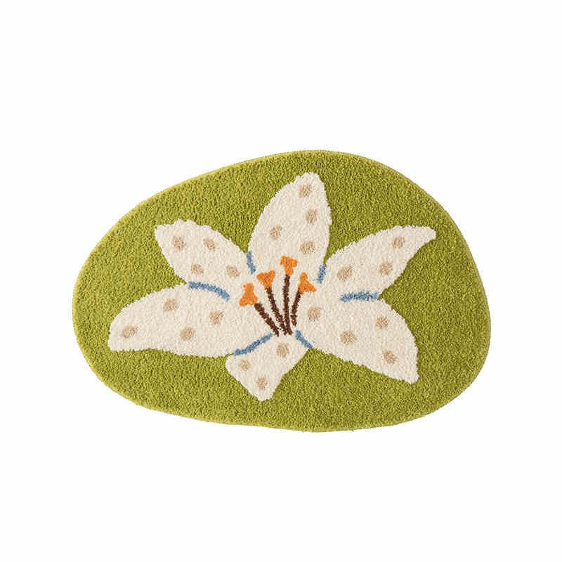 Green Flower Bath Mat Rug