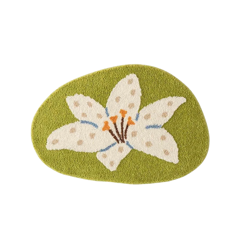 Green Flower Bath Mat Rug