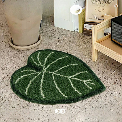 Green Plant Shaped Bath Mat Rug