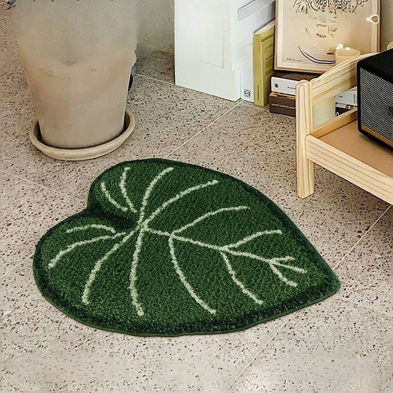 Green Plant Shaped Bath Mat Rug