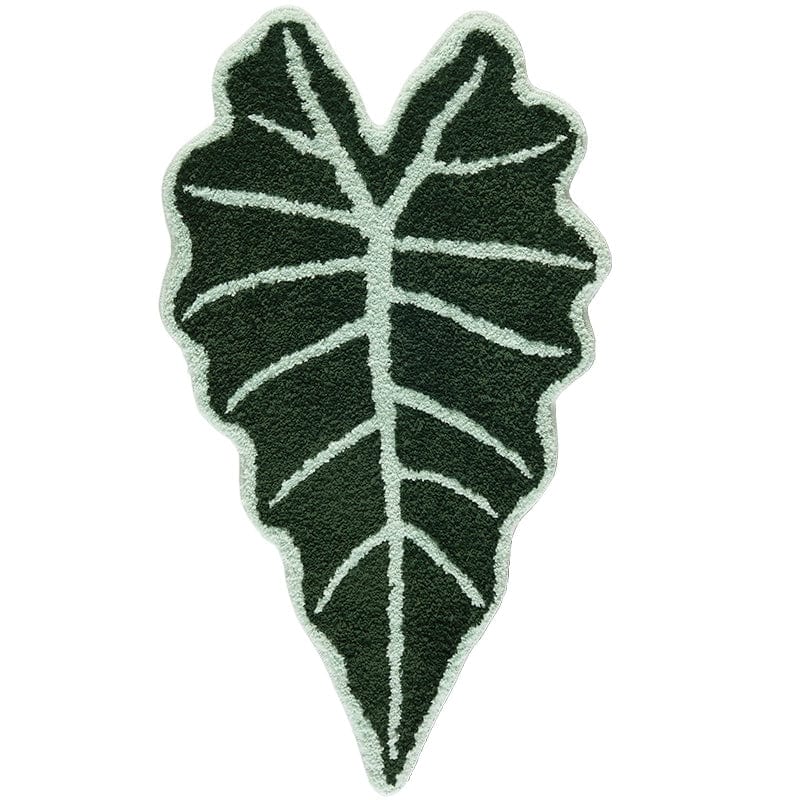 Green Alocasia Plant Leaf Shaped Rug