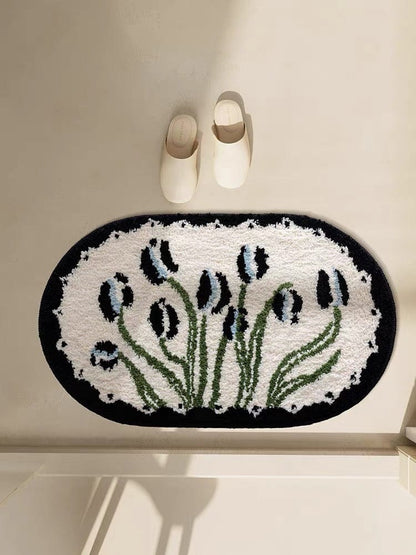 Cottagecore Floral Bath Mat Rug