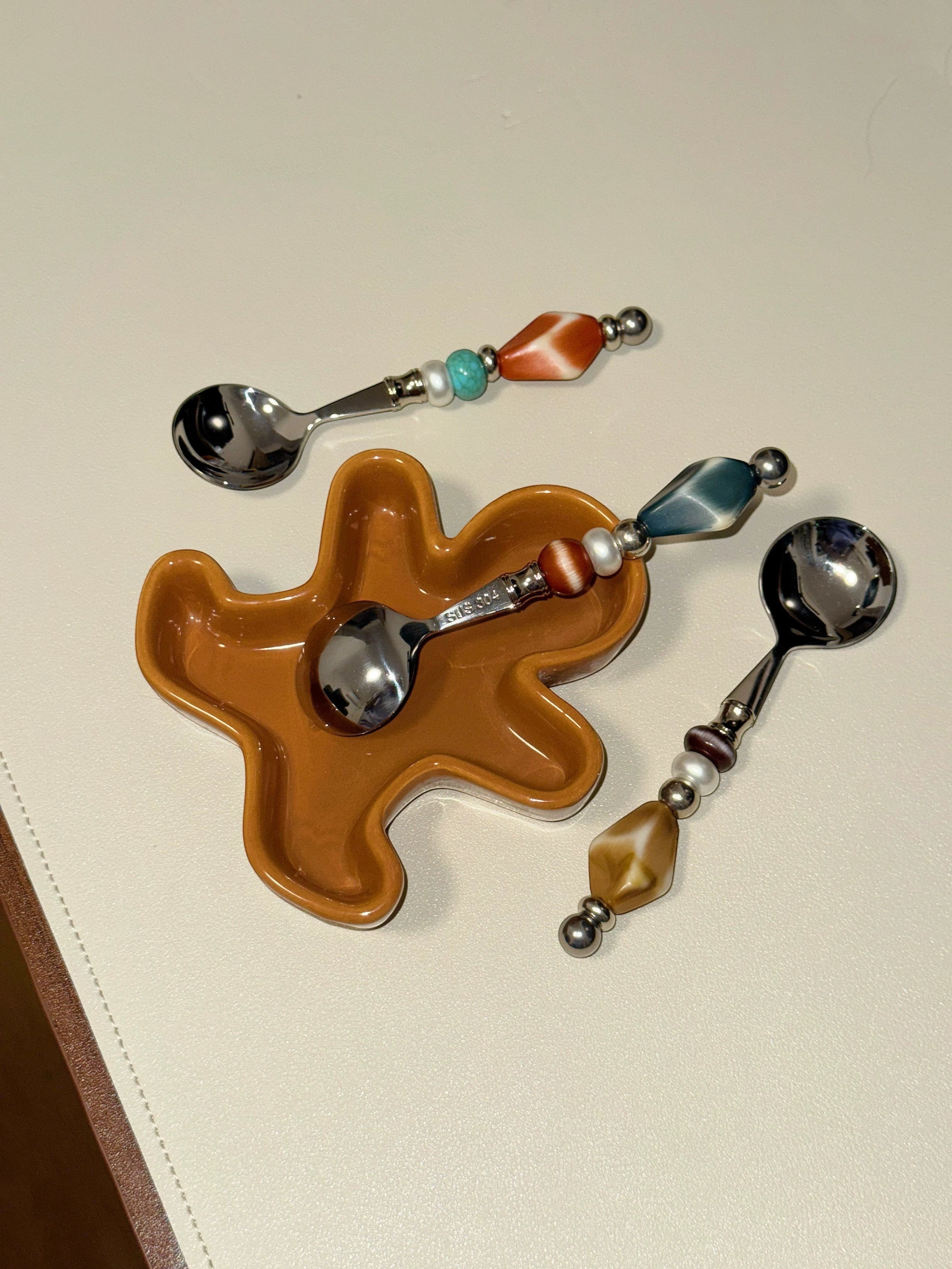 Vintage Beaded Dessert Spoon