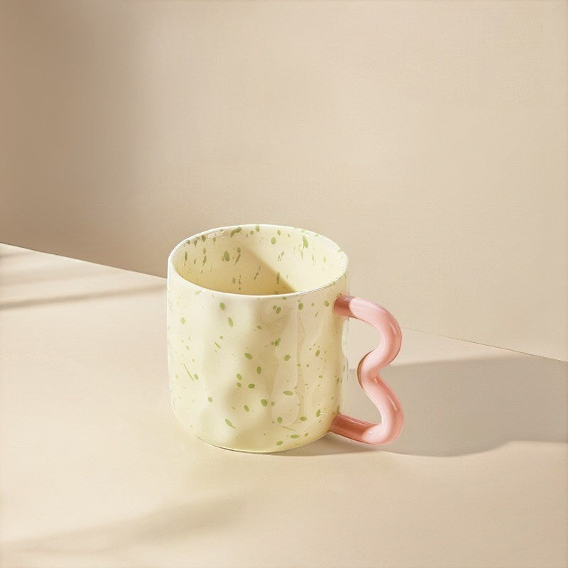 Speckled Wavy Handle Pastel Aesthetic Mug