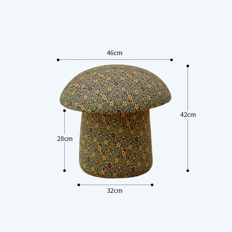 Paisley Green Mushroom Stool