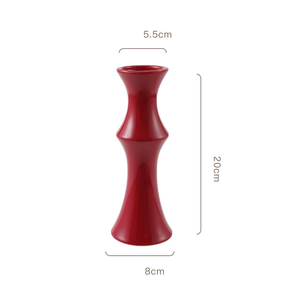 Red bamboo vase