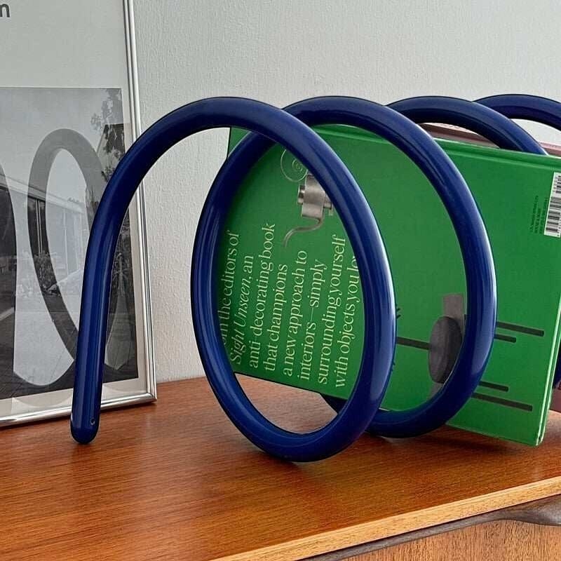 Retro Blue Spiral Book Magazine Floor Stand