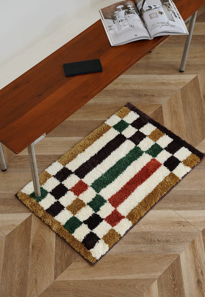 Funky Retro Checkered Plaid Rug