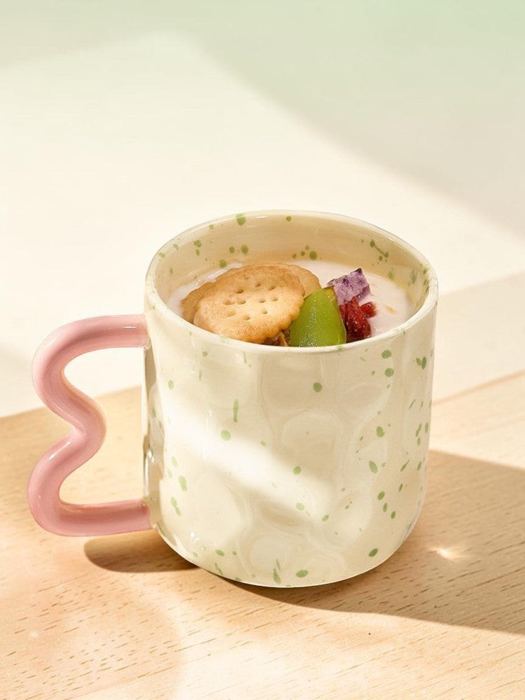 Speckled Wavy Handle Pastel Aesthetic Mug