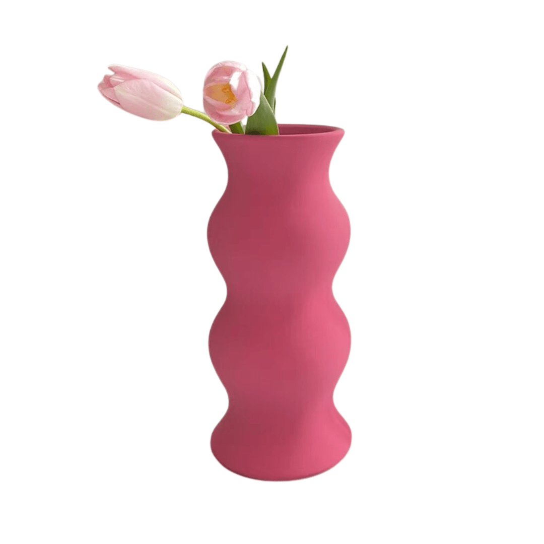 Pink Squiggly Wavy Vase