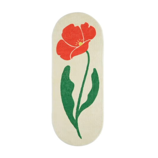 Red Flower Bedside Runner Rug