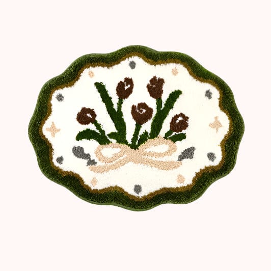 Vintage Floral Wavy Bath Mat Rug