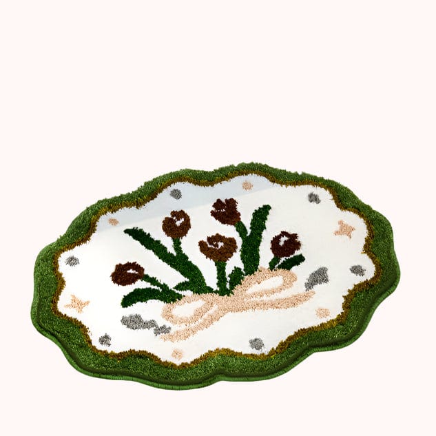 Vintage Floral Wavy Bath Mat Rug