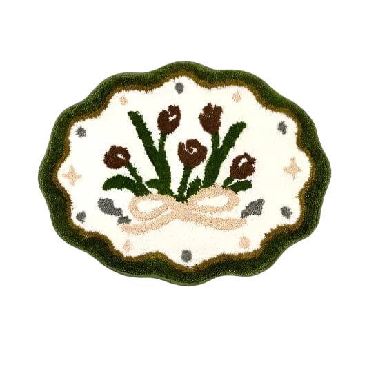 Vintage Floral Wavy Bath Mat Rug