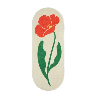 Cute Red Floral Runner Rug