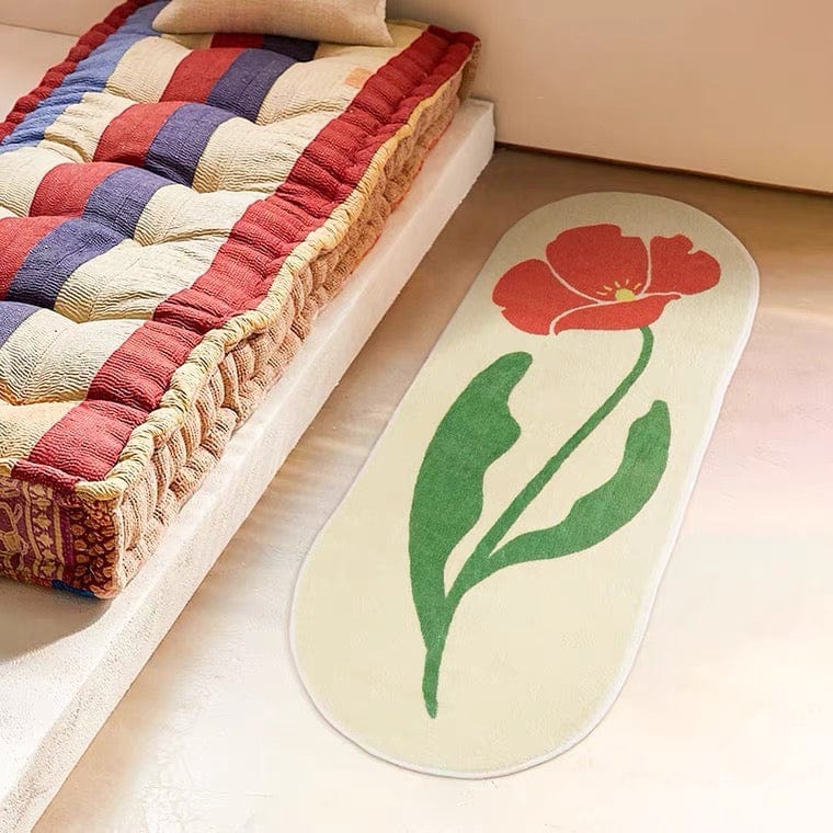 Red Flower Runner Rug