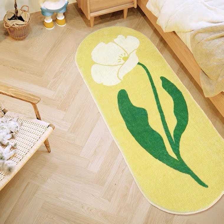 Yellow Flower Runner Rug