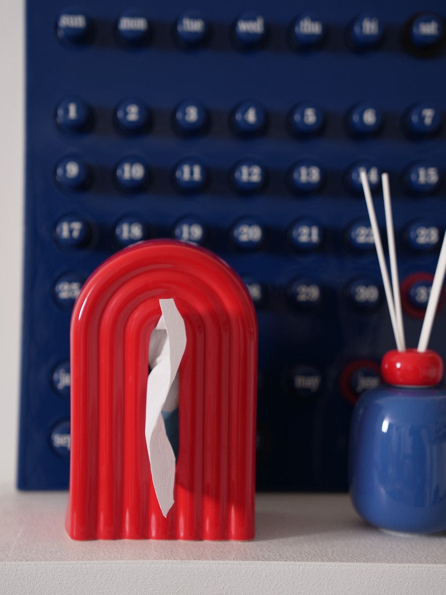 Funky retro rainbow arch ceramic tissue holder