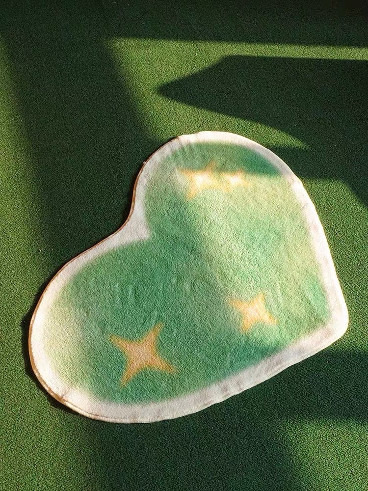 Green Heart Shaped Rug