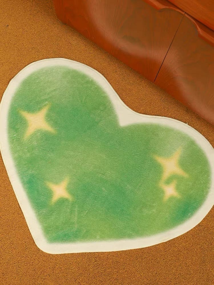 Green Heart Shaped Rug