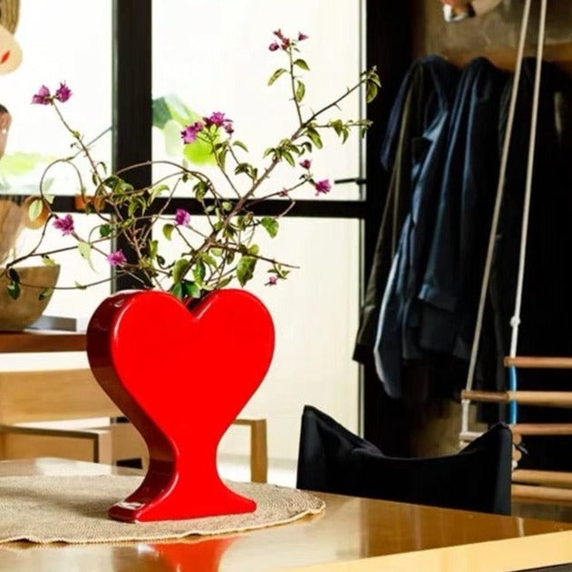 Red Heart Shaped Flower Vase