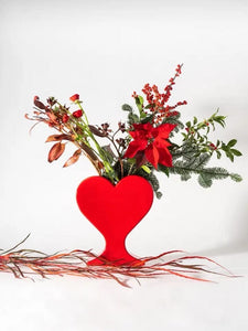 Red Heart Flower Vase